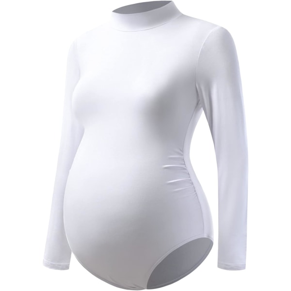 Maternity Shirt Mock Neck langærmet bodysuit til gravide fotoshoot en