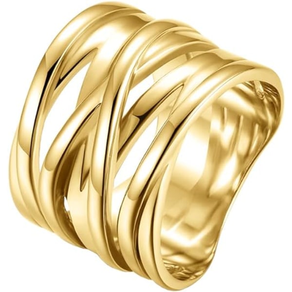 Unisex rustfrit stål solidt krydsende flettet crossover uendelighed chunky statement ring, 19cm