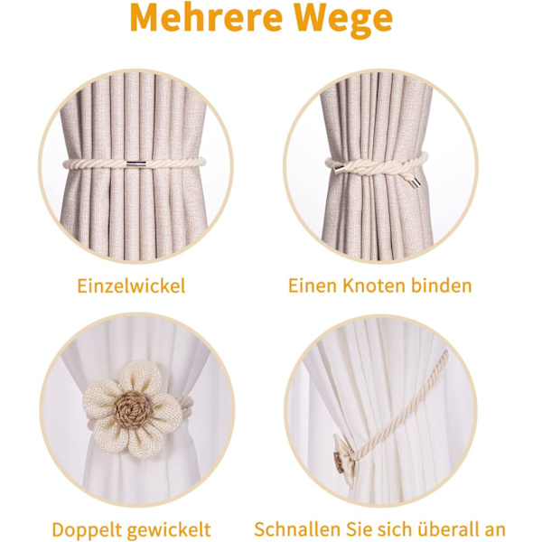 Magneettiset verhonpitimet 2 kpl, Kamelia verhoklipsit verhoille Boho D