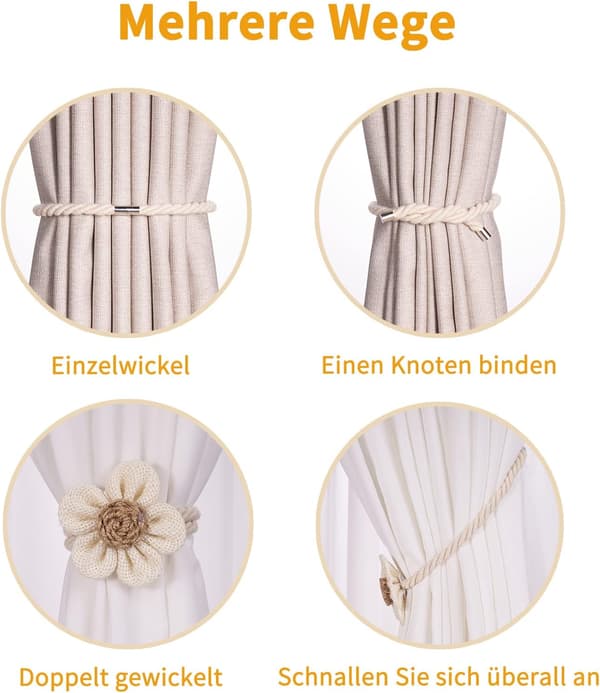 Magnetiske gardinbindere 2 stk, Kamelia gardinklips kompatible gardiner Boho D