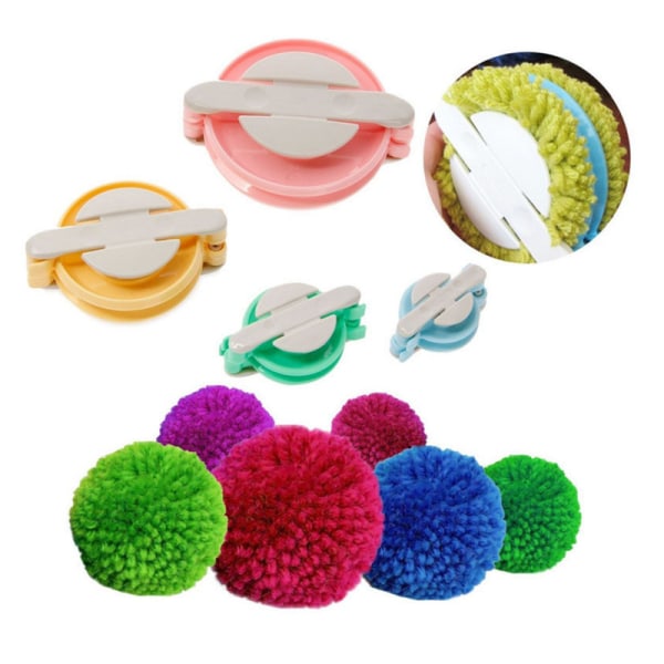 4 størrelser Pompom Maker Tool Set for Fluff Ball Weave DIY Ullgarn Strikking C