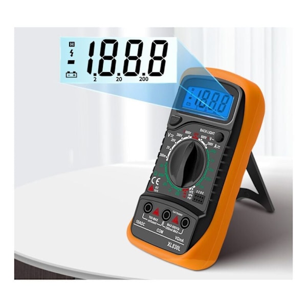 LCD Digital Multimeter, Högkvalitativ Voltmeter Ammeter Ohmmeter, Bärbar Digital Elektrisk Testare Mät Spänning Ström Kontinuitet Resistans AC DC Krets Dioder Transistorer