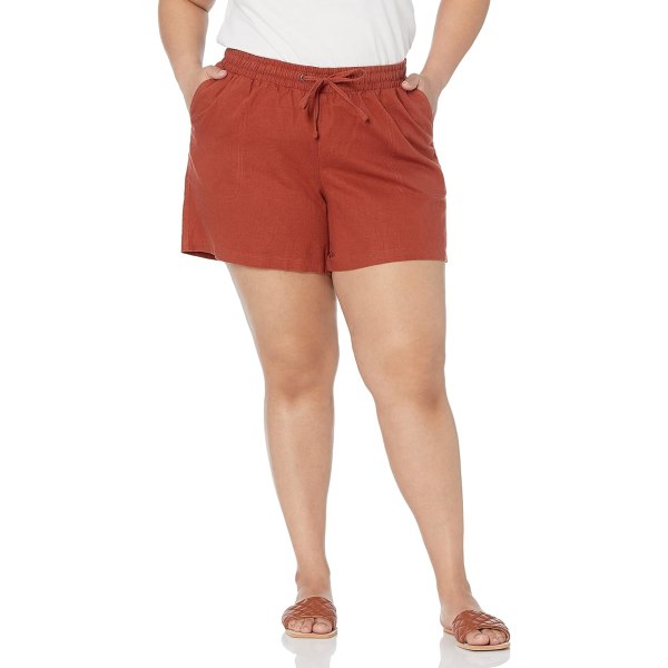 Kvinners 5\" Inseam Drawstring Lin Blanding Shorts XXL