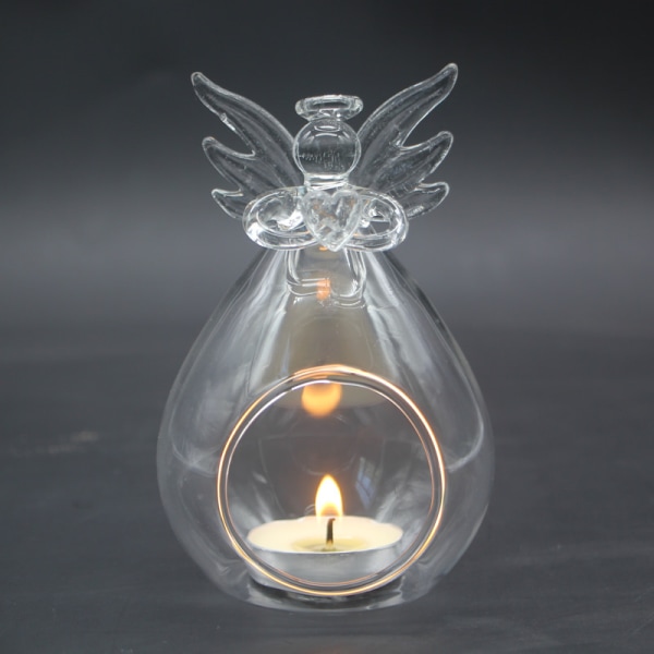 2 stk. Engel glas tealight holder Hjemmefest dekoration Candl Transparent 2stk