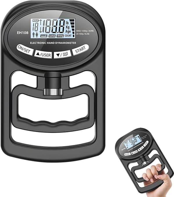 264 lb/120 kg Handhållen digital dynamometer - Stor LED-display - med USB C