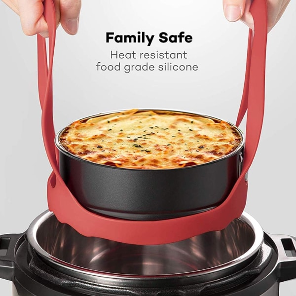 Silikone bageform slynge til 6 Qt/8 Qt Instant Pot og multifunktionel komfur Anti-skoldning bageform løfter dampstativ, silikone æg dampstativ (rød) 1stk