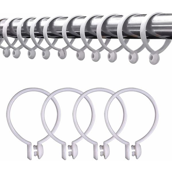 35 mm vita plast duschdraperiringar, 100-pack