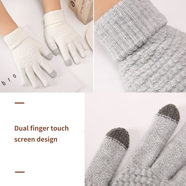 Vinterstrikede Handsker, Termiske Handsker, Touchscreen Handsker, Vinterhandsker, Strikede Handsker, Unisex Vanter til Udendørs Sport Kørsel Cykling Vandreture Ru