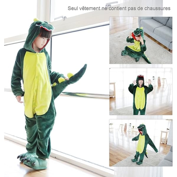 Barneflanell Dyre Pyjamas Sett Vinter Onesie Gutter Jenter Cosplay Fancy Kjole Jumpsuit Nattøy Unisex Chic Kostyme Karneval Jul Fest Varm Onesie 3-11 År（140）