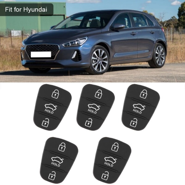 Byte av 5 st 3-knapps gummifjärrnyckel för Hyundai Fit For Kia (med L
