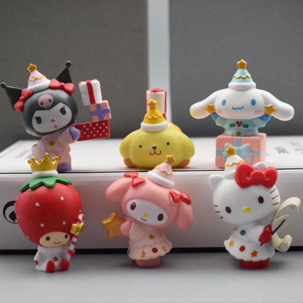 Cute anime character set, mini cartoon animal cake decoration, PV