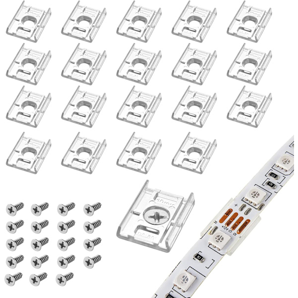 100 kpl Kiinnitysklipsi LED-nauhakiinnike, yhteensopiva valonauhan kiinnityskannattimien kanssa, LED-nauhaklipsit 10 mm leveä vedenpitävä LED-nauha (10 mm - ruuvit mukana)