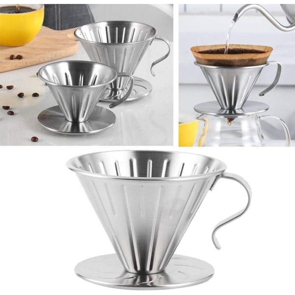 Kaffe Filter, 304 Rustfrit Stål Filter Kop Hæld Over Drypper Kaffe Maskine
