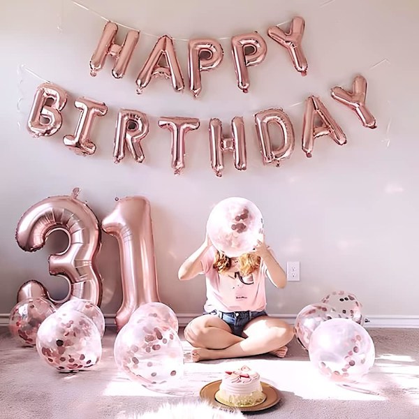 Folioballoonit Onnellinen Syntymäpäivä Bannerisetti - Rose Gold, Onnellinen Syntymäpäivä Balloonit Juhlan Koristeluun, Onnellinen Syntymäpäivä Balloonit Onnellinen Syntymäpäivä Juhlan Koristeluun