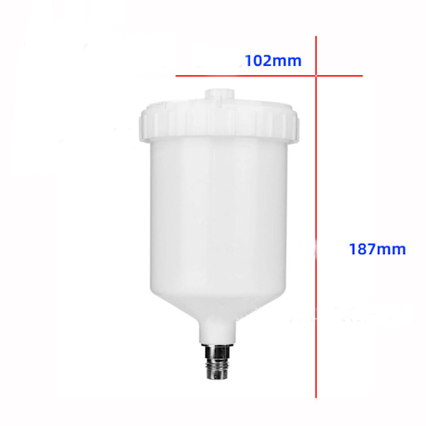 Färgkopp Plastkopp Luftgravitation Färgburk Trådkontakt för Sprutpistol Kapacitet 600ML