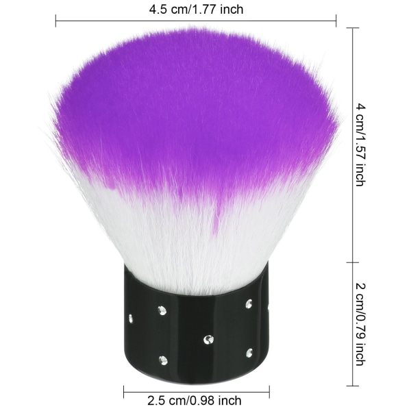 2 st Nail Dust Brush Färgglad Mjuk Kabuki Rengöringsborste för Makeup(Lila, Rosa)