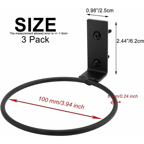 Veggmonterte blomsterpotteholdere, 4 stk. Veggmontert blomsterpotte i metall Veggmontert blomsterpotteholder Blomsterpotteholder Rustfritt ringplanterholder Feste for hage 4 tommer Svart