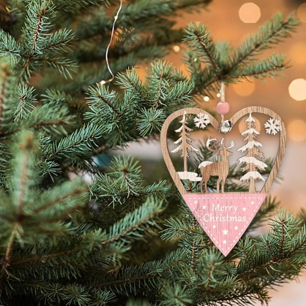 Julepynt i tre, 4 mønstre, trepynt i tre, julepynt i tre med eske for DIY juledekorasjon