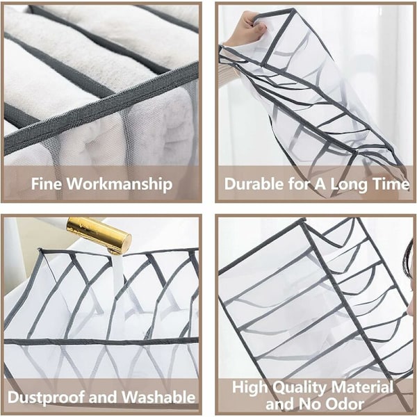 Kleskleskuff Organizer, Foldbar Mesh Oppbevaringsboks, Skap Organizer med Rom, Skap Oppbevaringspose for Jeans og Skjorter, 7+9 Grid