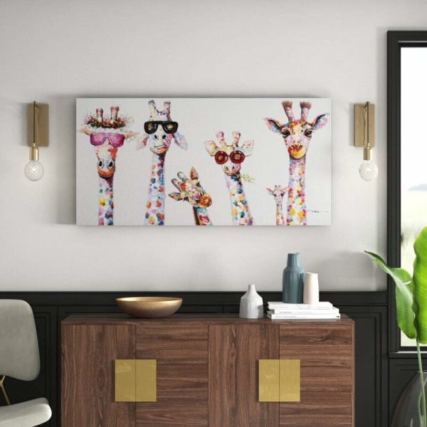 Graffiti konst Canvas målning Nyfiken giraff print dekorativt print