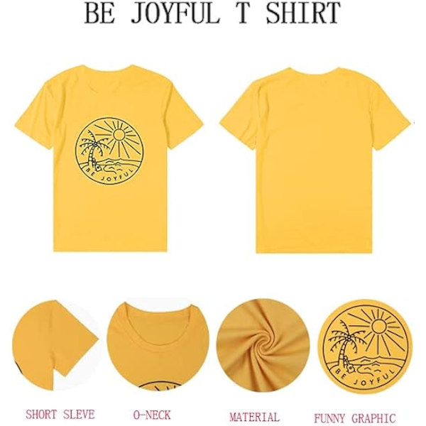 Be Joyful T-shirt - Dam - Rolig solskjorta - Strand - Kokosnötspalm - Grafisk skjorta