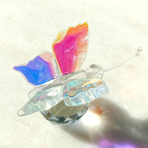 Krystal Glas Flyvende Sommerfugl Med Kugle Figur Ornamenter Hjem