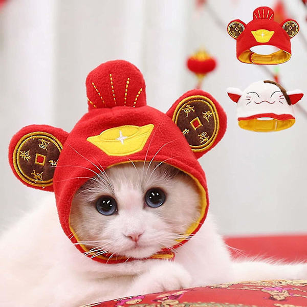 Husdjursdräkt Hatt - Söt Jultomtehatt för Katt till Jul och Nyår, Semester Foto Prop för Katter och Valpar