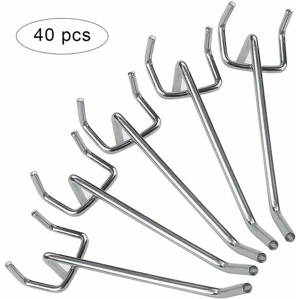 Förvaringskrok 40 st Pegboard-krok, Pegboard-sortiment, Pegboard-dörrkrokar, P
