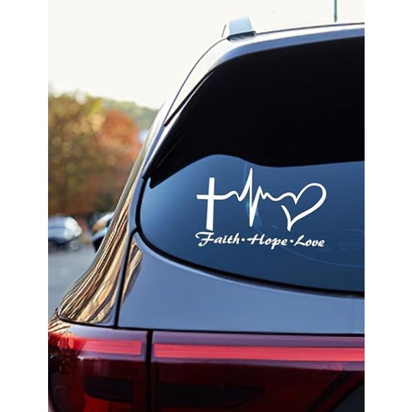 Hope Faith Love Heart Car Decal Stickers, Jesus Cross Vinyl Stick