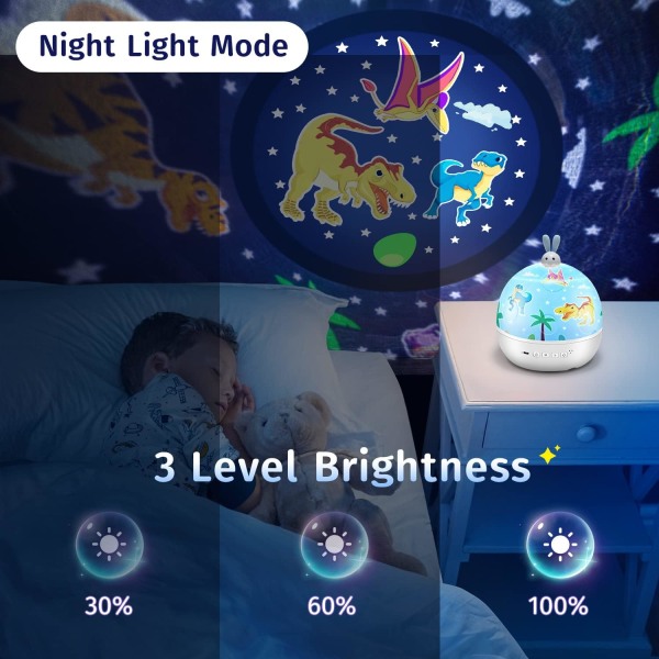 Baby Night Light Star Sky Projector, 8 filmer Nattlys for barn, Bluetooth
