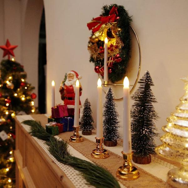 12 st flamlösa fönsterljus, 16,5 cm batteridrivna LED-tejpljus