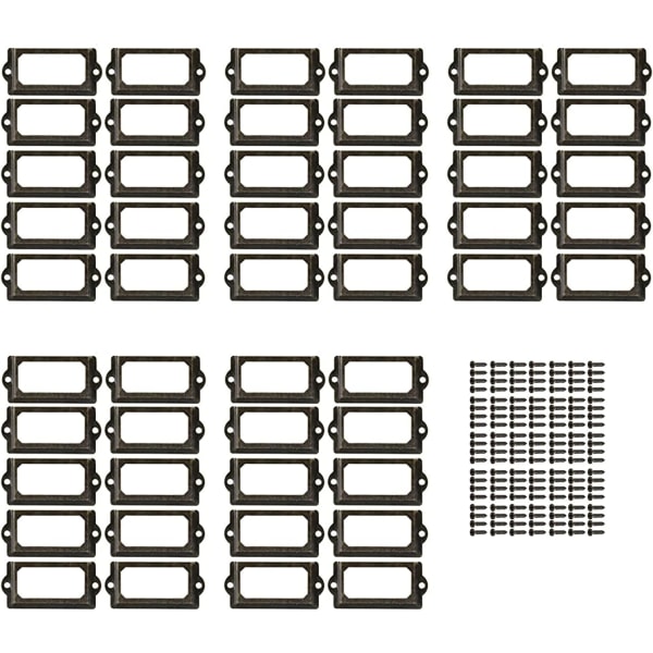 50 stk. ramme etiket holdere, metal etiket holdere, skuffe navn kort etiket