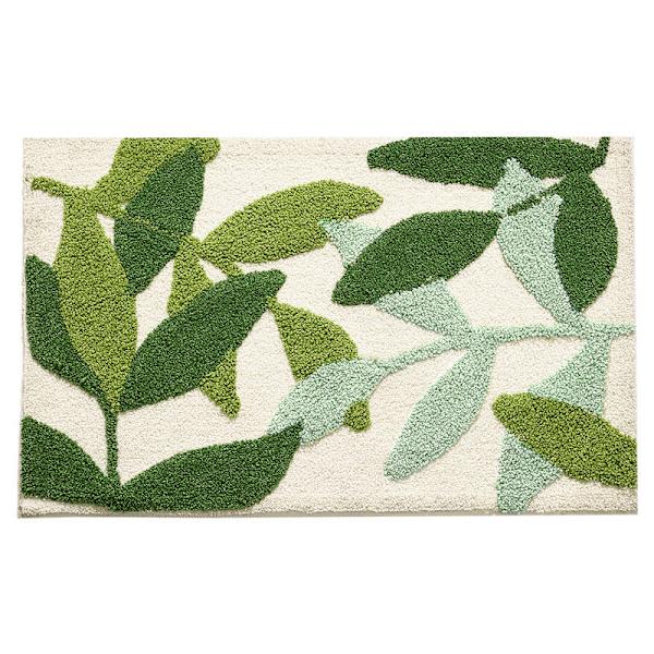 Ekstra myk, lodden, sklisikker, absorberende badematte, maskinvaskbar baderomsmatte for bad, dusj og bad, soverom, 45X65 cm, bladgrønn