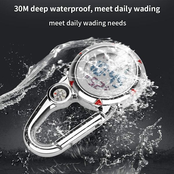 Multifunktionel Karabinhageklips Ur Quartz Ur Lysende Skive FOB Digital