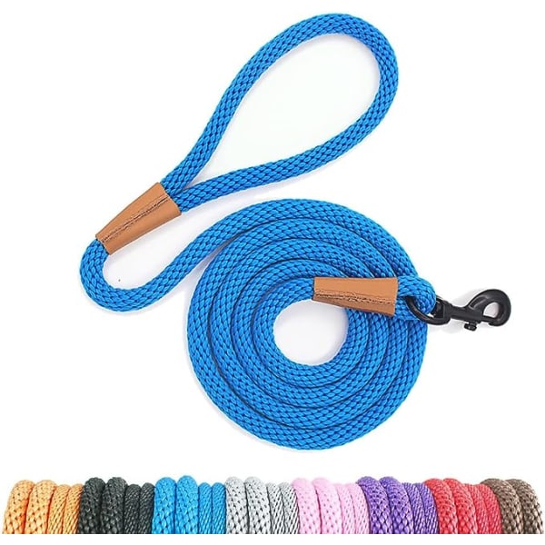 Hundehalsbånd Slip Lead og Snap Hook Leash Flettet Tau Slitesterkt Kjæledyr Sterk Trening Trafikk Gåtur Lead Leash for Store Mellomstore Hunder Liten Valp Blå