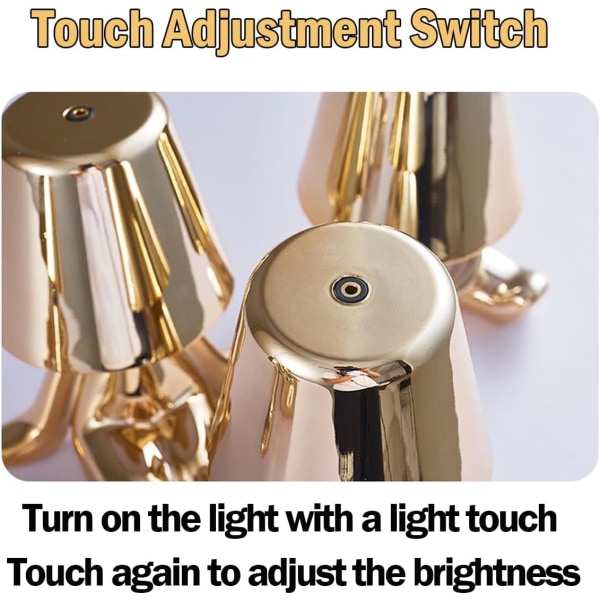 Seng Touch Control Bordlampe, Thinker Golden Man Statue LED T