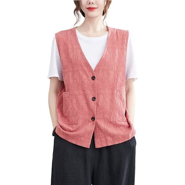 Løs V-hals Vest, Litterær Retro Vest, Casual Tynd Frakke Kvinder