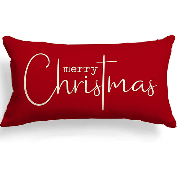 Christmas Cushion Cover 30x50 Set of 2 Cushion Cover 30x50 Santa Claus Elk Cotton and Linen Decorative Pillowcase for Christmas Decoration 30 x 50 cm