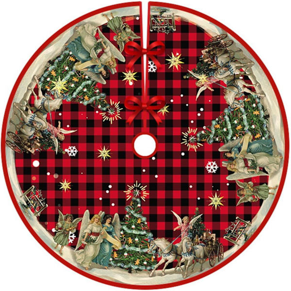 90 cm Diameter Juletræsskørt, Håndlavet Juletræsmåtte, Juletræbundsforklæder, Juletræspynt, Hjemmedekoration