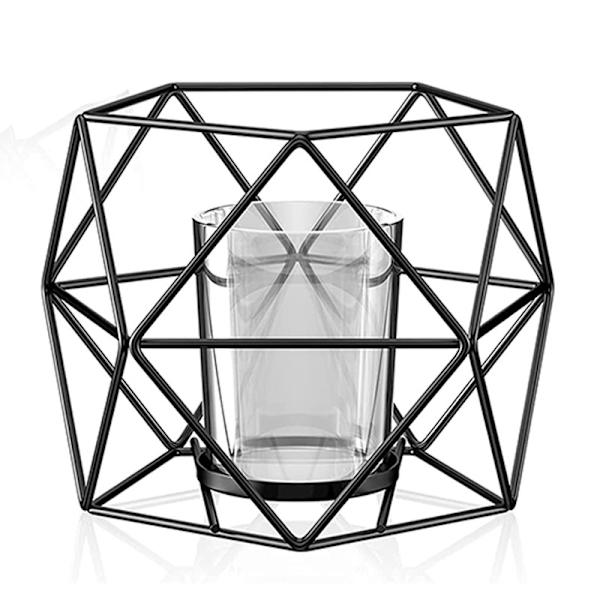 Svart Tealight Ljusstake - Set om 2 Geometriska Ljusstakar Modern Design Centerpiece för Tealights Bröllop Vardagsrum Födelsedag Heminredning Metall