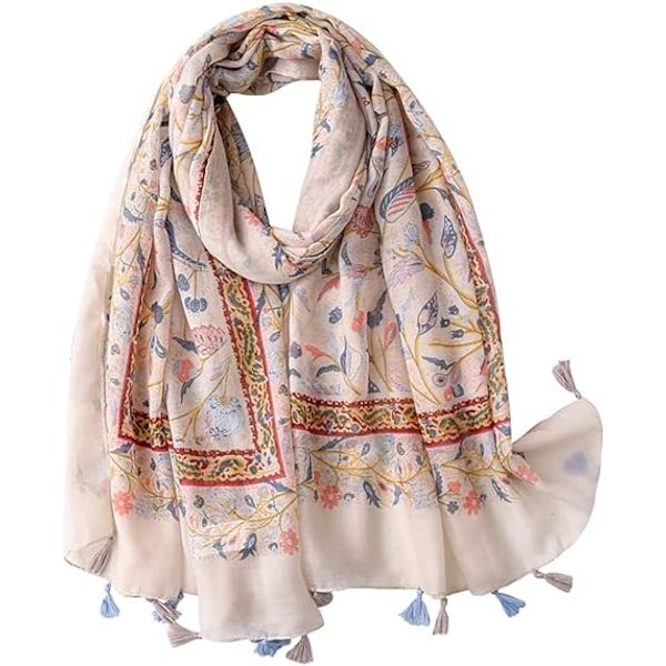 Blommigt Tryckt Sjal Mode Elegant Lång Mjuk Stil Trendig Sjal Varm Sjal Strand Sjal Alla Säsonger
