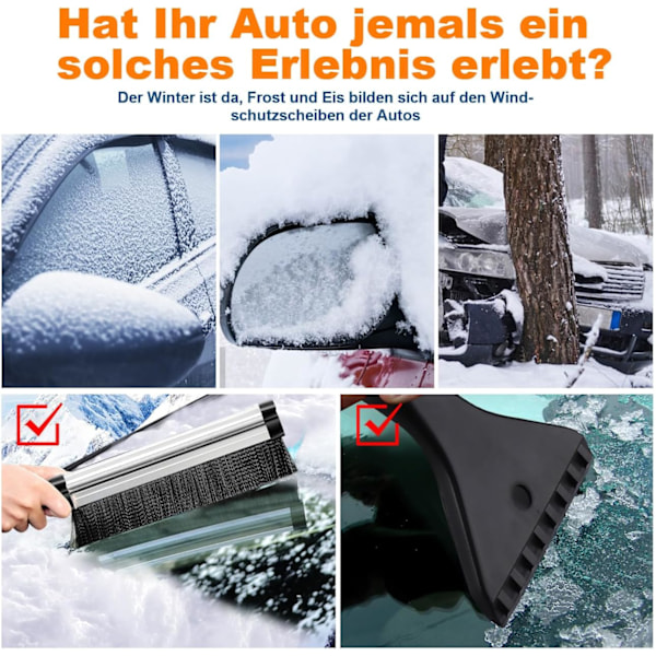 2 i 1 Bilskrapa med Kvast, Bilskrapa med Isbrytarfunktion, Stabil Snöskapa, Justerbar Längd för Vindruta, Bakruta och Wi