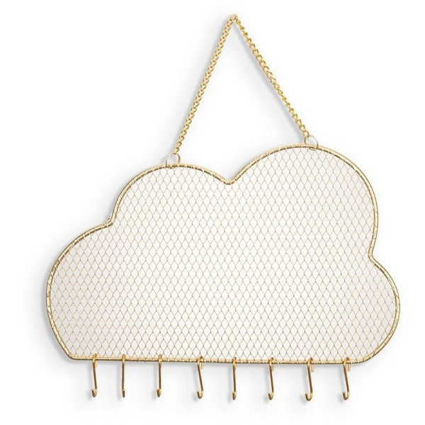 Hängande smyckesorganisatör, smyckeskrin, med krokar, guld mesh halsband