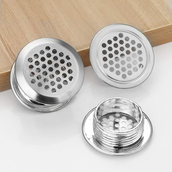 Rund ventilationsgitter i rustfrit stål, 10 stk. til skab, skab, udsugning
