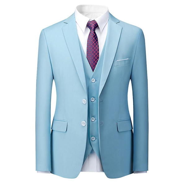 Herresæt 3-delt Business Casual Hakket Revers Regular Fit Bryllupssæt J