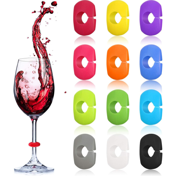 12 delar Vinglas Charms Markers Silikon Drink Markers för vinglas C