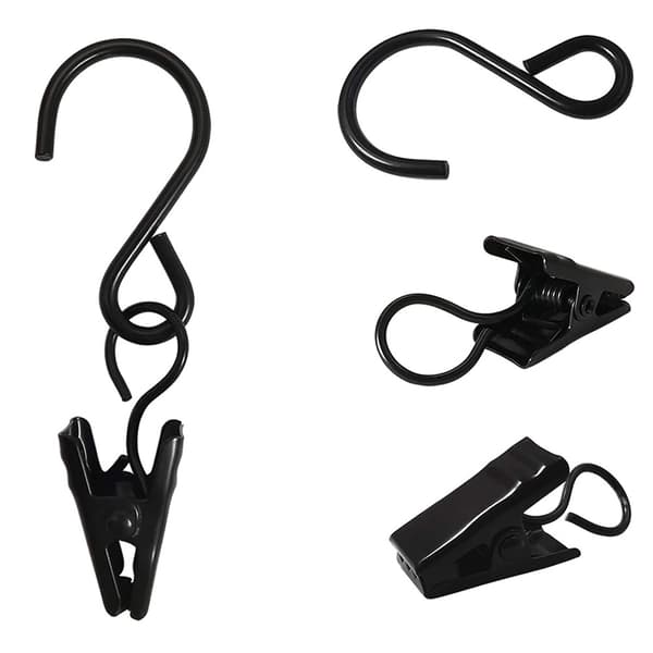 Sæt med 12 sorte rustfrie stål clips ring gardin ring clips - 11,2 x 7,8 x 3 cm