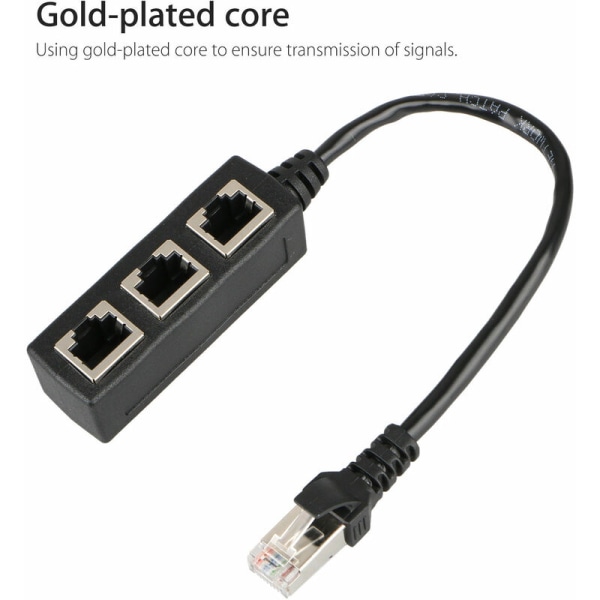 RJ45 LAN Ethernet 1 til 3 port splitterkabelnettverk med Cat5, Cat5e, Cat6