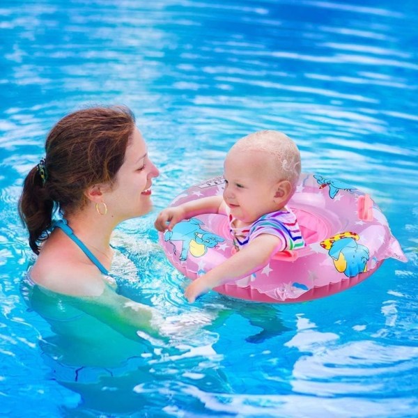 Babysvømmeflåte, oppblåsbar svømmering med flytesete i 6 måneder-