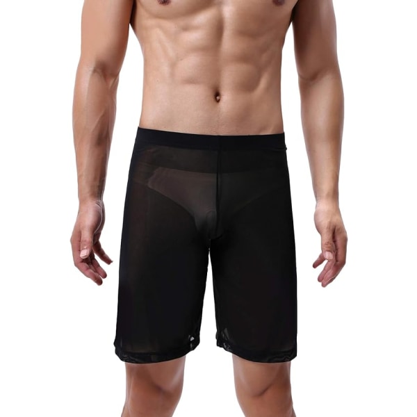 Men's See Through Shorts Mesh Loose Shorts Lounge Underwear Cover up Boxer